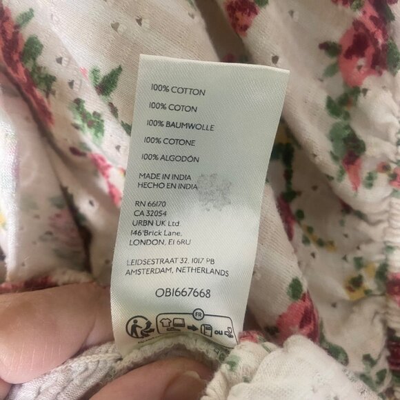 Free People Favorite Top Womens S‎ Pink Floral Smocked Ruffled Peasant Feminine - Picture 4 of 15